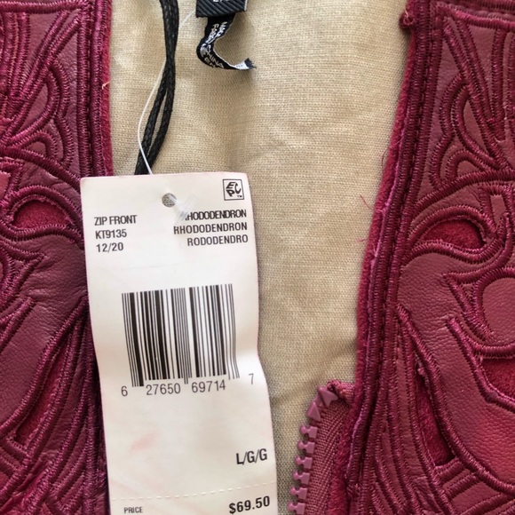 Go for zip front leather suede mix top - Picture 4 of 5